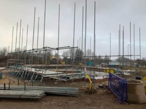 scaffolding for foundations of a building